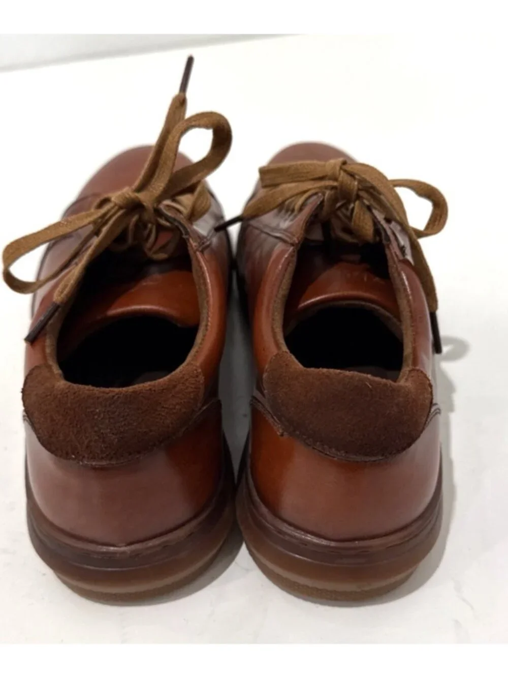 Azkbird Leather Oxford Shoes Brown Textured Detail Rubber Grip Soles Mens 9.5